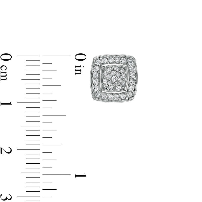 Main Image 2 of Cubic Zirconia Composite Cushion-Shaped Frame Stud Earrings in Sterling Silver