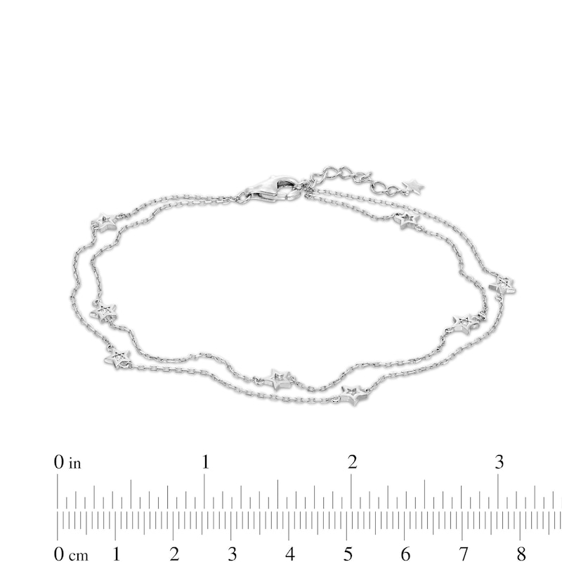 Main Image 2 of Cubic Zirconia Star Station Double Strand Anklet in Sterling Silver - 10"