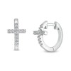 Thumbnail Image 1 of Cubic Zirconia Cross Huggie Hoop Earrings in Sterling Silver