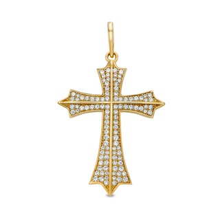 Cubic Zirconia Gothic-Style Cross Necklace Charm in 10K Gold