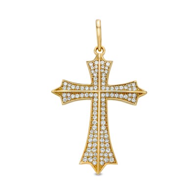 Cubic Zirconia Gothic-Style Cross Necklace Charm in 10K Gold