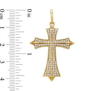 Cubic Zirconia Gothic-Style Cross Necklace Charm in 10K Gold