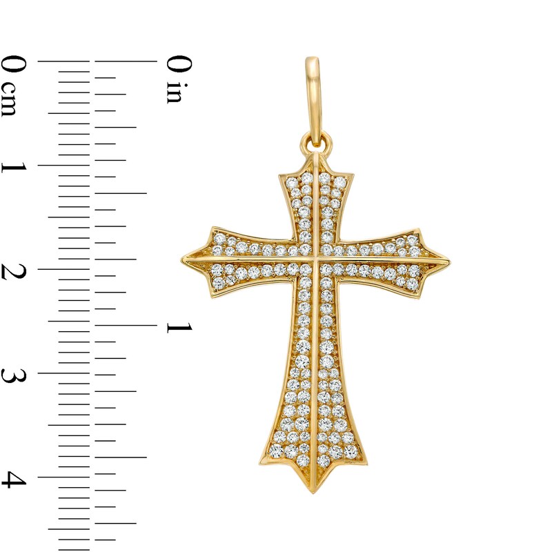 Cubic Zirconia Gothic-Style Cross Necklace Charm in 10K Gold