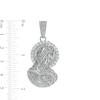 Cubic Zirconia Virgin Mary Profile Necklace Charm in Sterling Silver