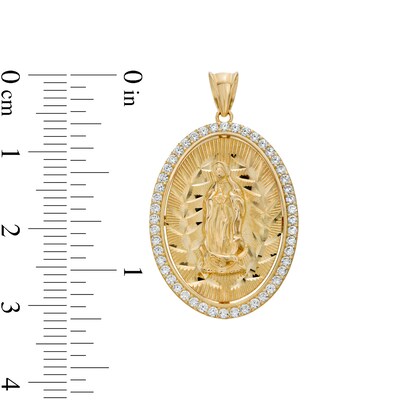 Cubic Zirconia Our Lady of Guadalupe Oval Necklace Charm in 10K Solid Gold