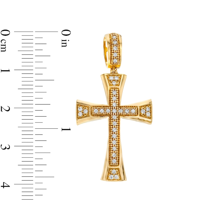 Main Image 2 of Cubic Zirconia Vintage-Style Cross Necklace Charm in 10K Gold