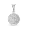 Made in Italy Reversible Saint Benedict and Cross Necklace Charm in Hollow Sterling Silver