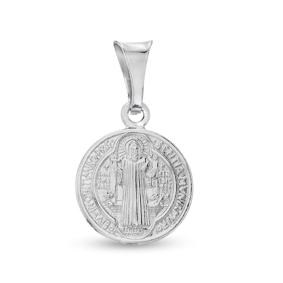 Made in Italy Reversible Saint Benedict and Cross Necklace Charm in Hollow Sterling Silver