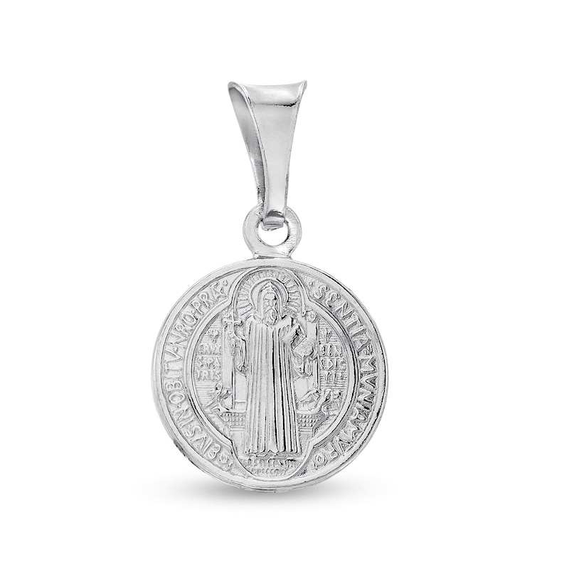 Made in Italy Reversible Saint Benedict and Cross Necklace Charm in Hollow Sterling Silver