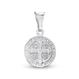 Made in Italy Reversible Saint Benedict and Cross Necklace Charm in Hollow Sterling Silver