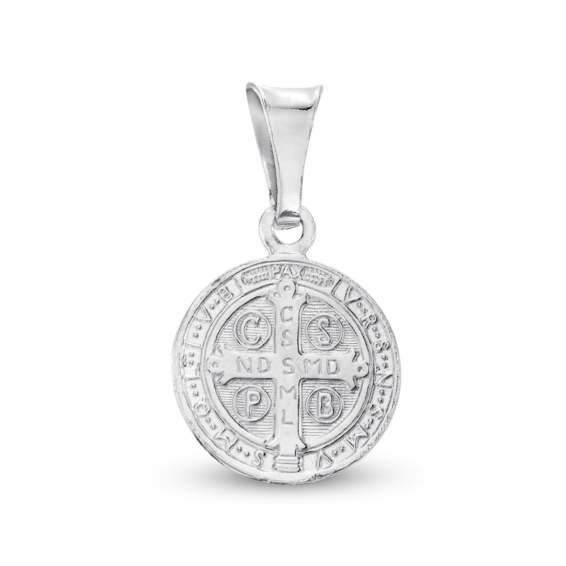 Made in Italy Reversible Saint Benedict and Cross Necklace Charm in Hollow Sterling Silver