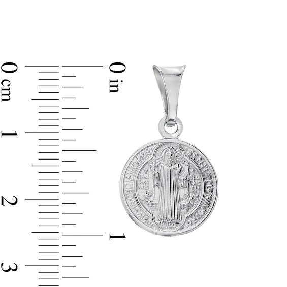 Made in Italy Reversible Saint Benedict and Cross Necklace Charm in Hollow Sterling Silver