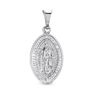Made in Italy Oval Our Lady of Guadalupe Necklace Charm in Hollow Sterling Silver