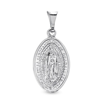 Made in Italy Oval Our Lady of Guadalupe Necklace Charm in Hollow Sterling Silver