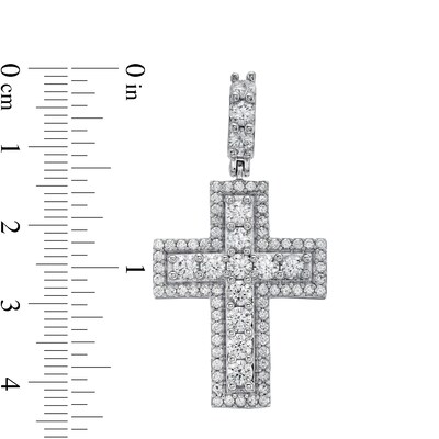 Cubic Zirconia Frame Cross Necklace Charm in Sterling Silver