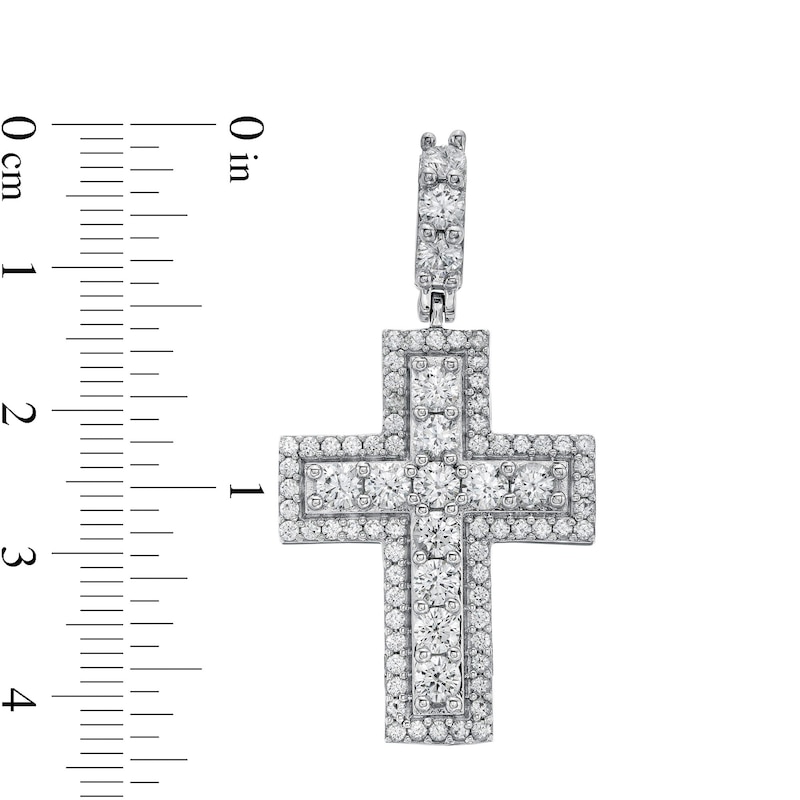 Main Image 2 of Cubic Zirconia Frame Cross Necklace Charm in Sterling Silver