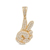 Thumbnail Image 1 of Cubic Zirconia Puff Peace Hand Sign Necklace Charm in 10K Gold