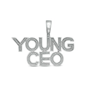 Cubic Zirconia "YOUNG CEO" Necklace Charm in Sterling Silver