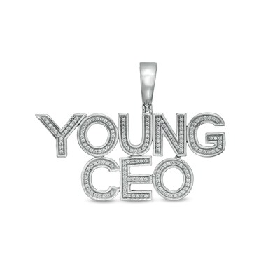 Cubic Zirconia "YOUNG CEO" Necklace Charm in Sterling Silver