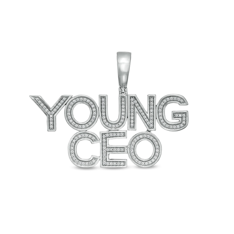 Main Image 1 of Cubic Zirconia "YOUNG CEO" Necklace Charm in Sterling Silver