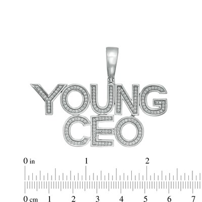 Cubic Zirconia "YOUNG CEO" Necklace Charm in Sterling Silver