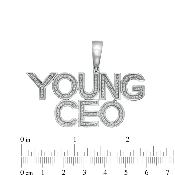 Cubic Zirconia "YOUNG CEO" Necklace Charm in Sterling Silver