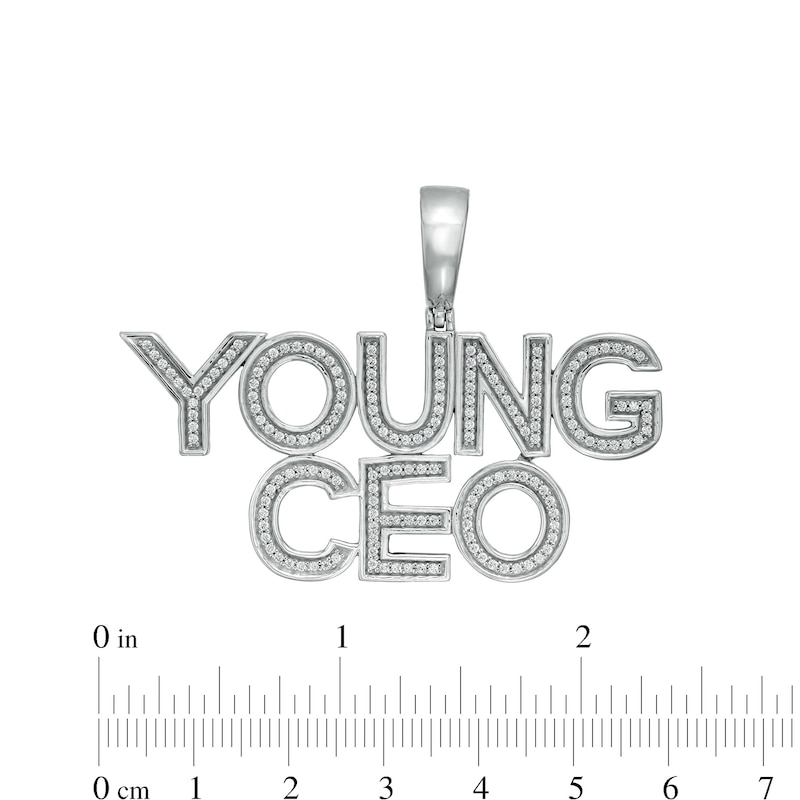 Main Image 2 of Cubic Zirconia "YOUNG CEO" Necklace Charm in Sterling Silver