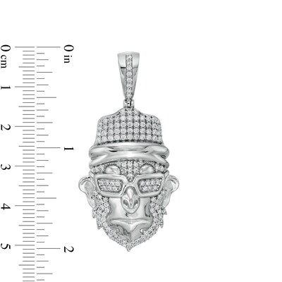 Cubic Zirconia Stylish Monkey Head Necklace Charm in Sterling Silver