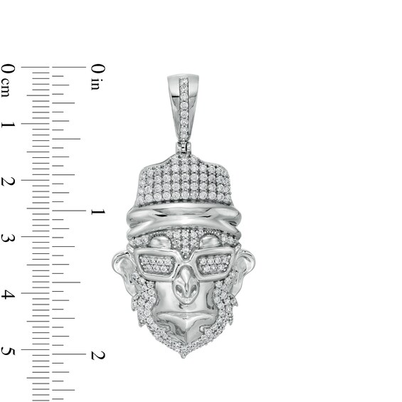 Cubic Zirconia Stylish Monkey Head Necklace Charm in Sterling Silver