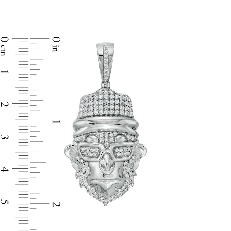 Main Image 2 of Cubic Zirconia Stylish Monkey Head Necklace Charm in Sterling Silver
