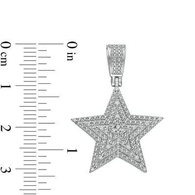 Cubic Zirconia Layered Star Necklace Charm in Solid Sterling Silver