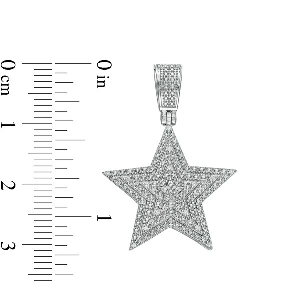Cubic Zirconia Layered Star Necklace Charm in Solid Sterling Silver