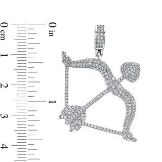Cubic Zirconia Bow and Heart Arrow Necklace Charm in Sterling Silver