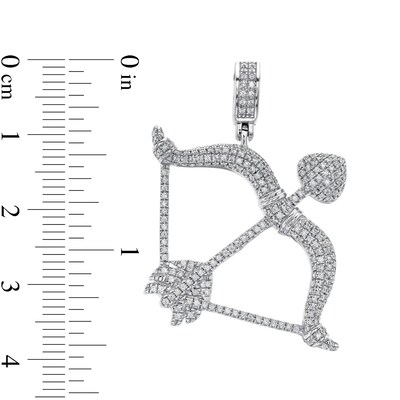 Cubic Zirconia Bow and Heart Arrow Necklace Charm in Sterling Silver
