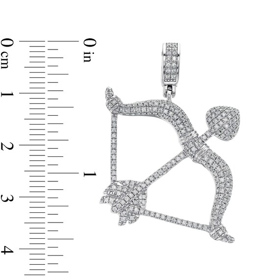 Cubic Zirconia Bow and Heart Arrow Necklace Charm in Sterling Silver