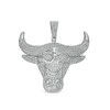 Cubic Zirconia Bull Head Necklace Charm in Sterling Silver