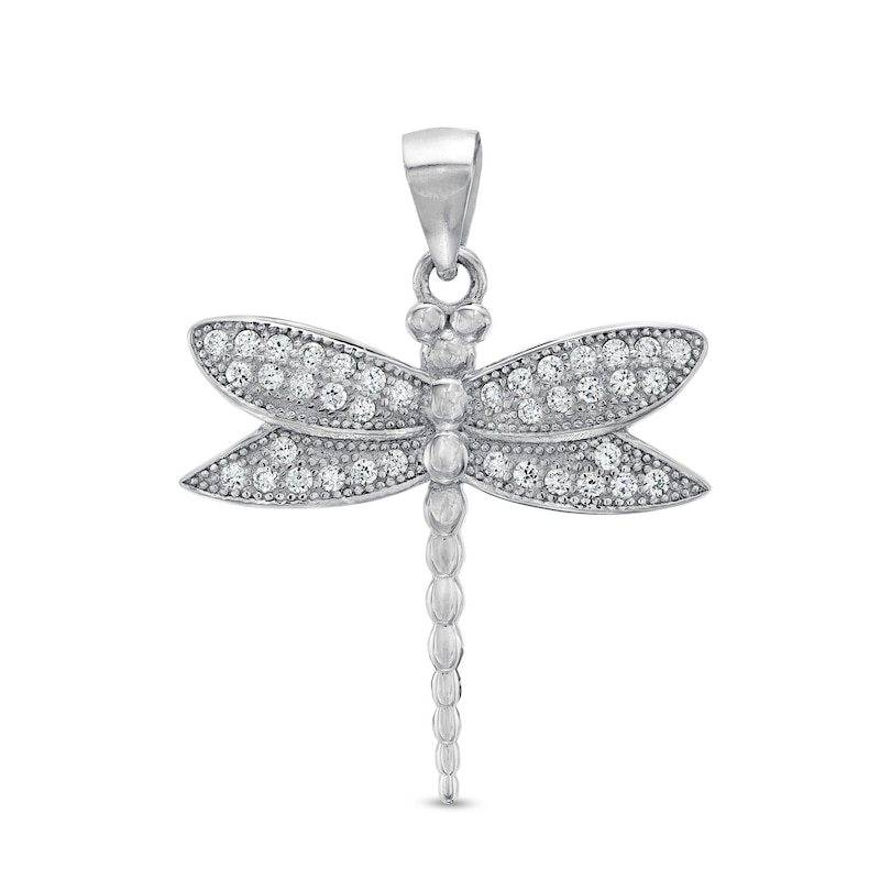 Main Image 1 of Cubic Zirconia Vintage-Style Dragonfly Necklace Charm in Sterling Silver