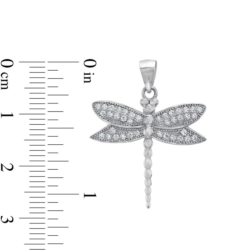 Main Image 2 of Cubic Zirconia Vintage-Style Dragonfly Necklace Charm in Sterling Silver