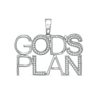Cubic Zirconia "GOD'S PLAN" Necklace Charm in Sterling Silver