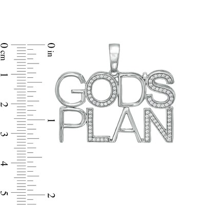 Cubic Zirconia "GOD'S PLAN" Necklace Charm in Sterling Silver