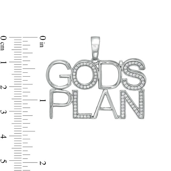 Cubic Zirconia "GOD'S PLAN" Necklace Charm in Sterling Silver