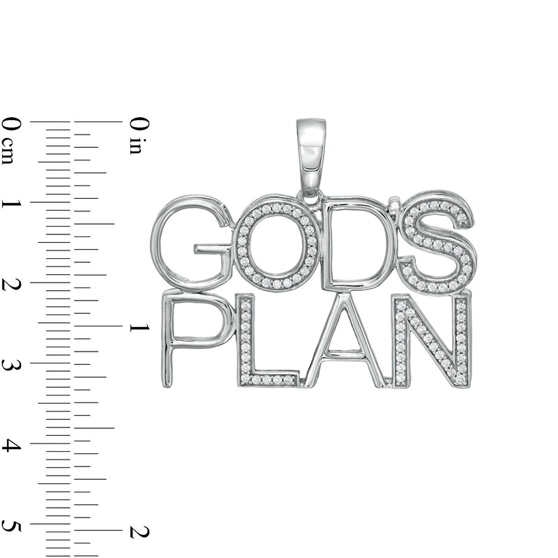 Main Image 2 of Cubic Zirconia "GOD'S PLAN" Necklace Charm in Sterling Silver