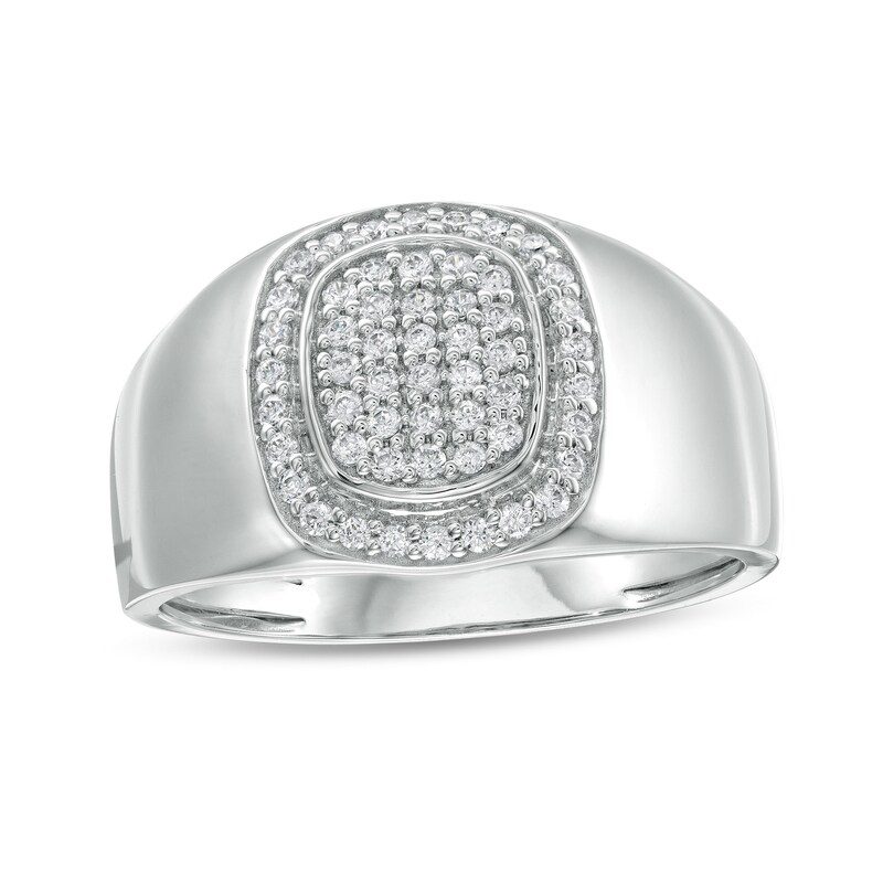 Composite Cubic Zirconia Square-Shaped Frame Ring in Sterling Silver