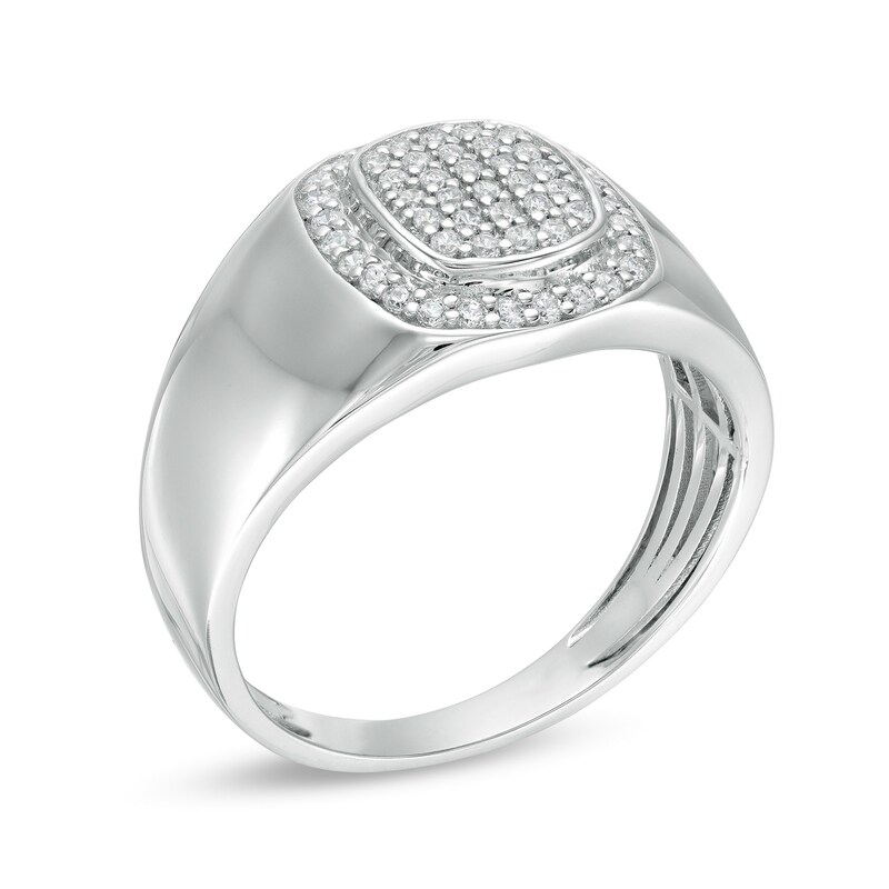 Composite Cubic Zirconia Square-Shaped Frame Ring in Sterling Silver