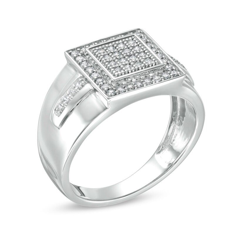 Composite Cubic Zirconia Square Frame Ring in Sterling Silver