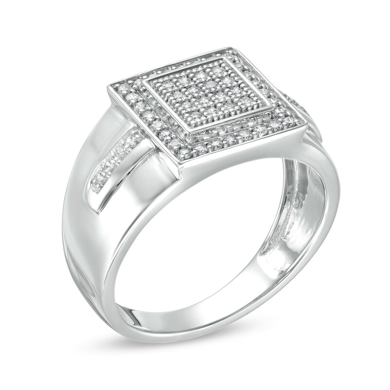 Composite Cubic Zirconia Square Frame Ring in Sterling Silver