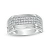 Cubic Zirconia Triple Row Ring in Sterling Silver
