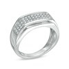 Cubic Zirconia Triple Row Ring in Sterling Silver