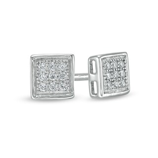 Composite Cubic Zirconia Square Stud Earrings in Sterling Silver
