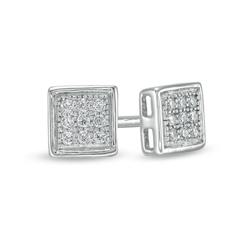 Composite Cubic Zirconia Square Stud Earrings in Sterling Silver